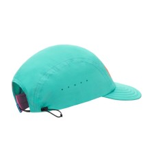 Gorra plegable para trail Hoka Electric Aqua detalle ajuste y material