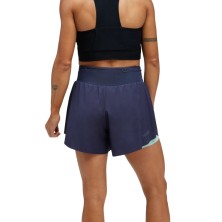 Pantalón running Hoka Skyglide Shorts Trail mujer azul forro verde pastel