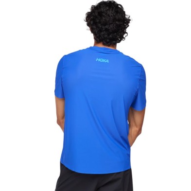 Camiseta M/corta Hoka Airolite Run hombre Ultramarine espalda con logo