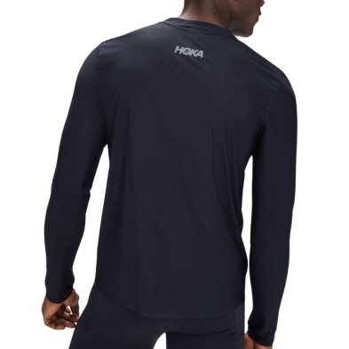 Camiseta M/larga Hoka Airolite Run hombre negro espalda