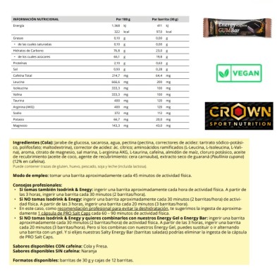 Barrita Energy Gum Bar Cola crown nutrition