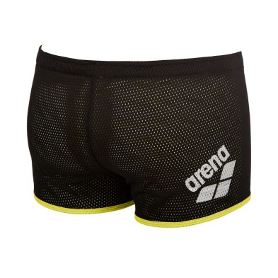 Bañador Short resistencia Arena Square Cut Drag Black tejido de malla