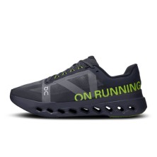 Zapatillas On Running Cloudsurfer Next Hombre negro azul marino amarillo perfil logo