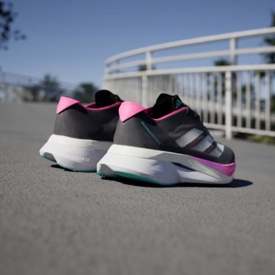 Zapatillas Adidas Adizero Boston 12 Mujer Grey Five/Crystal Jade/Lucid Pink talones