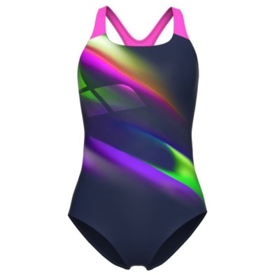 Bañador de natación Arena Performance Diagonals mujer Navy/Shocking Pink