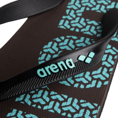 Sandalias de dedo Arena Flip Flop negro azul detalle logo