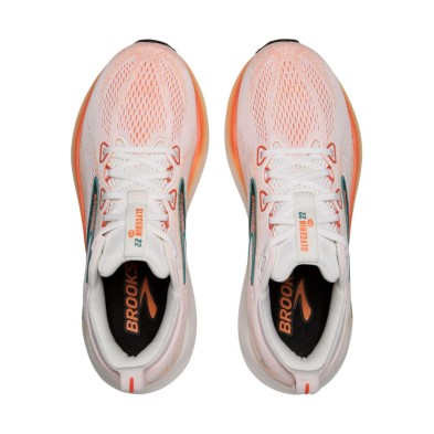 Zapatillas Brooks Glycerin 22 hombre blanco naranja plano cenital