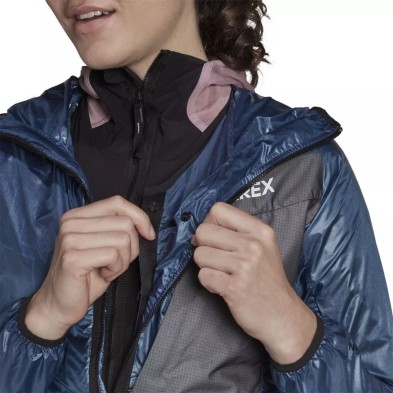 Chaqueta cortavientos Adidas Terrex Techrock 3en1 impermeable mujer Azul chaleco extreíble con botones a presión