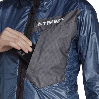 Chaqueta cortavientos Adidas Terrex Techrock 3en1 impermeable mujer Azul detalle bolsillo frontal