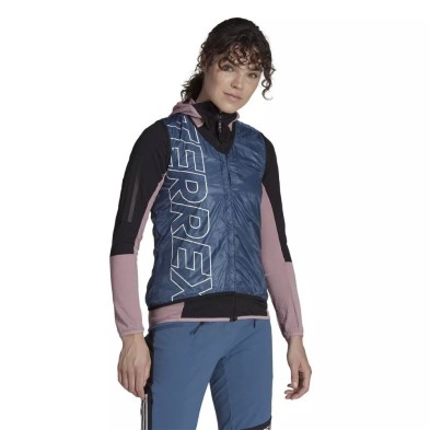 Chaqueta cortavientos Adidas Terrex Techrock 3en1 impermeable mujer Azul chaleco interior desmontable