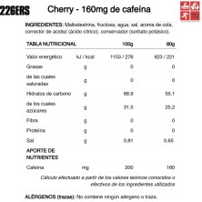 High Fructose Gel Cherry con cafeína tabla nutricional