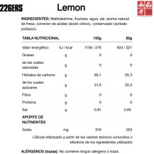 226ers High Fructose Gel Lemon tabla nutricional