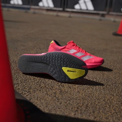 Zapatillas Adidas Adizero Adios 9 Hombre Lucid Red/Cloud White/Pure Sulfur suela de goma