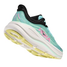 Zapatillas Hoka Bondi 9 Mujer verde azul rosa negro suela blanca y amarilla