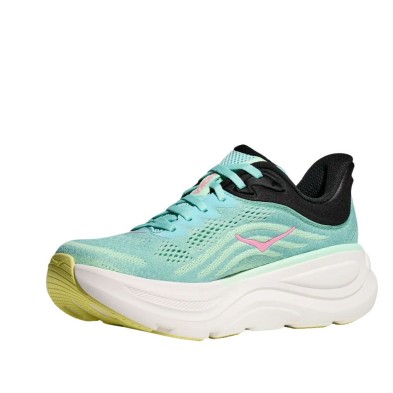 Zapatillas Hoka Bondi 9 Mujer Blue Spark/Mint Fluorite logo gabiota rosa