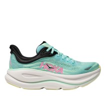 Zapatillas Hoka Bondi 9 Mujer Blue Spark/Mint Fluorite logo rosa
