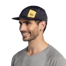 Gorra 5 Panel Go Cap Logo Buff Black logo amarillo