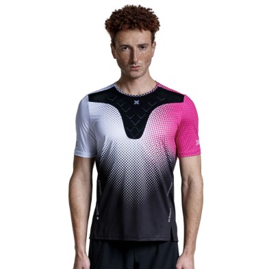 Camiseta X-Bionic men's running short sleeve t-shirt Corefusion Run Shirt Dot Fade/White/Neo Pink
