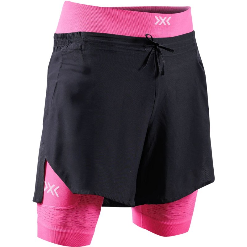 Panatlón corto X-Bionic Effektor 2en1 Shorts hombre X Black/Neo Pink