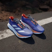 Zapatillas Adidas Adizero Boston 12 Hombre azul blanco y naranja