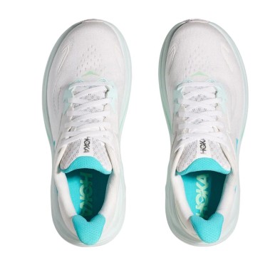 Zapatillas Hoka Clifton 10 mujer White/ Cielo Blue par nuevo ajuste doble cierre con cordones Zapatillas Hoka Clifton 10 mujer White/ Cielo Blue par nuevo ajuste doble cierre con cordones