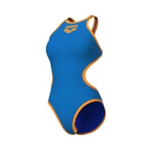 Bañador de natación Arena One Biglogo mujer Blue River/ Fluo Orange