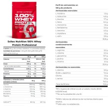 Scitec Nutrition 100% Whey Protein Professional 500gr Fresa tabla nutricional