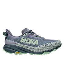Zapatillas Hoka Speedgoat 6 Mujer Moonlight / Thunder Cloud perfil exterior logo