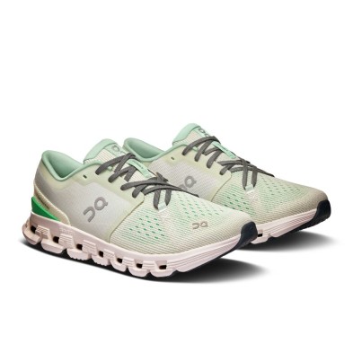 Zapatillas On Running Cloud X 4 mujer verde gris perfectas para el gimnasio