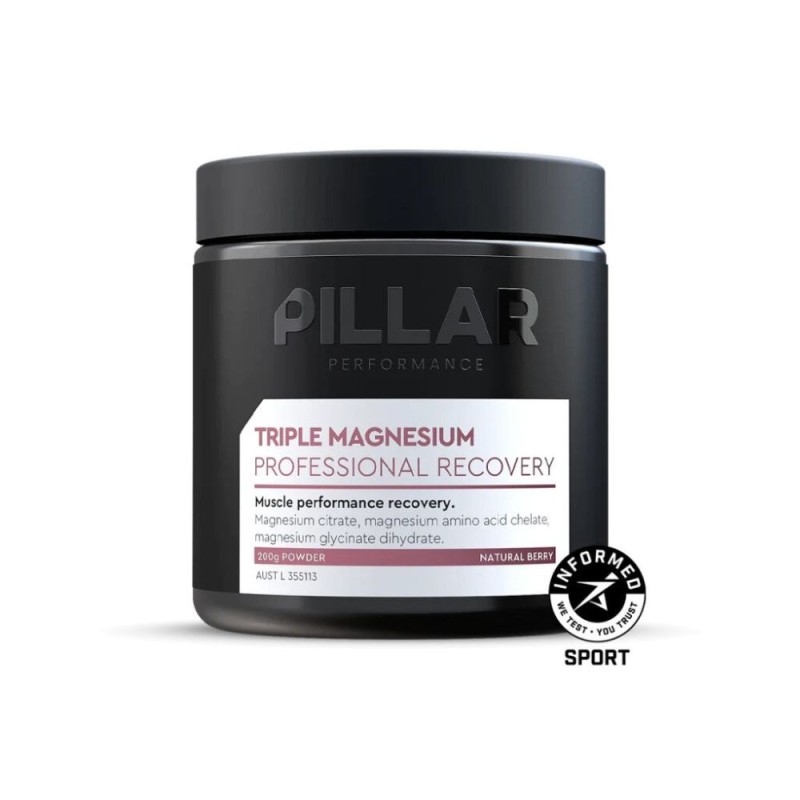 Bote Pillar Performance Triple Magnesium Professional Recovery 200g Frutos del Bosque