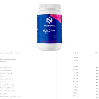 Nutrinovex Whey Protein Lakprovit 650gr Fresa aminoácidos vitaminas y minerales