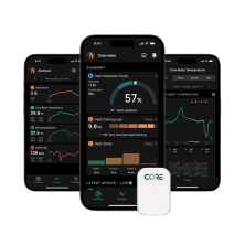 Sensor CORE 2 de temperatura corporal  pantalla de datos
