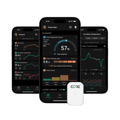 Sensor CORE 2 de temperatura corporal  pantalla de datos
