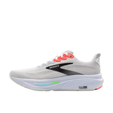 Zapatillas Ghost 17 hombre Brooks White/ Pink Clay/ Gecko perfil logo