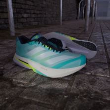 Zapatillas Adidas Adizero Boston 13 Hombre Flash Aqua / Cloud White / Lucid Lemon lengueta mejorada