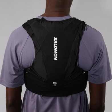 Chaleco Salomon Adv Skin 12 +2 Soft Flask Black fluorescente