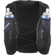 Chaleco Salomon Adv Skin 12 +2 Soft Flask Black con 2 bidones blandos