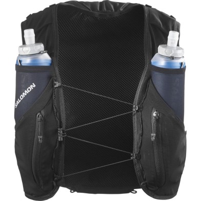 Chaleco Salomon Adv Skin 12 +2 Soft Flask Black con 2 bidones blandos