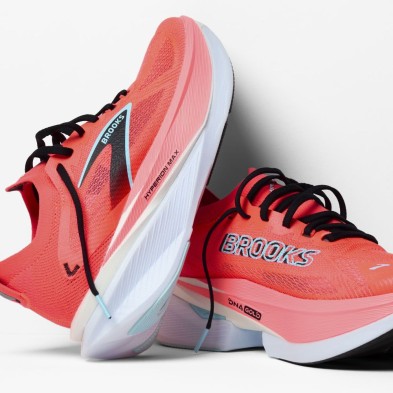 Zapatillas Brooks Hyperion Max 3 Hombre Fiery Coral/ Black/ Atomizer mediasuela DNA Gold