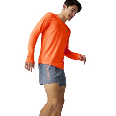 Pantalón running Brooks Journey 5" Short hombre gris tormenta logo naranja