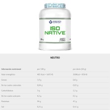 Iso Native Scientiffic Nutrition Proteina en polvo 2kg Neutro tabla nutricional