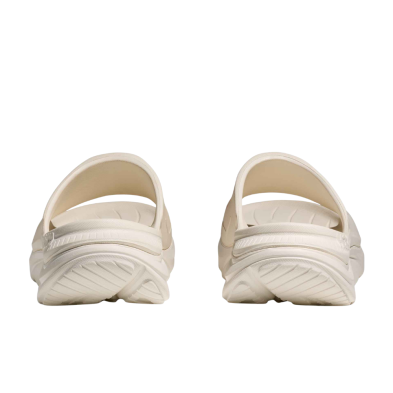 Sandalias Hoka Ora Athletic Slide blanca naranja talones