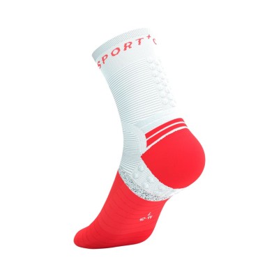 Calcetines Compressport PRO Marathon V2.0 Fluo Red/ White para entrenos y carreras largas