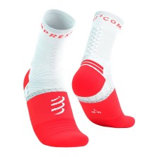 Calcetines Compressport PRO Marathon V2.0 Fluo Red/ White