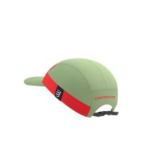 Gorra running Compressport 5 Panel Light Cap Nile/ Fluo Red