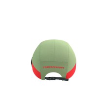 Gorra running Compressport 5 Panel Light Cap Nile/ Fluo Red cierre trasero