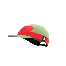 Gorra running Compressport 5 Panel Light Cap Nile/ Fluo Red