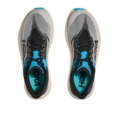 Zapatillas Hoka U Rocket X 3 blanco negro azul empeine de malla técnica