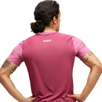 Camiseta M/corta Hoka Airolite Run hombre Beet Root