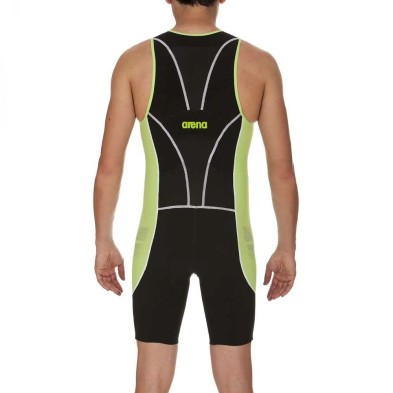 Tritraje Arena Powerskin Trisuit ST Front Zip Black/ Pea Green ideal para larga distancia
